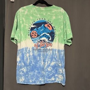 Simply Southern Green and Blue Tie-Dye Short Sleeve Tee